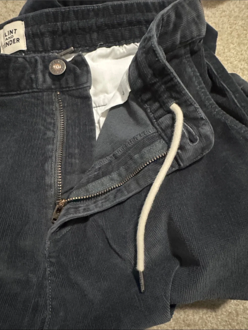 Huckberry Flint and Tinder 365 Corduroy Jogger Charcoal Gray Zipper Fly-32